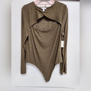 Daily Ritual Green Long Sleeve Body Suit Womens XL NWT